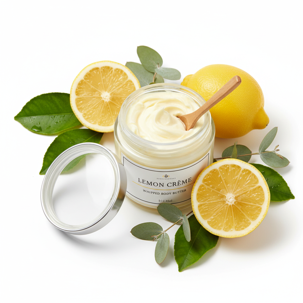 Lemon Creme Whipped Body Butter - open jar