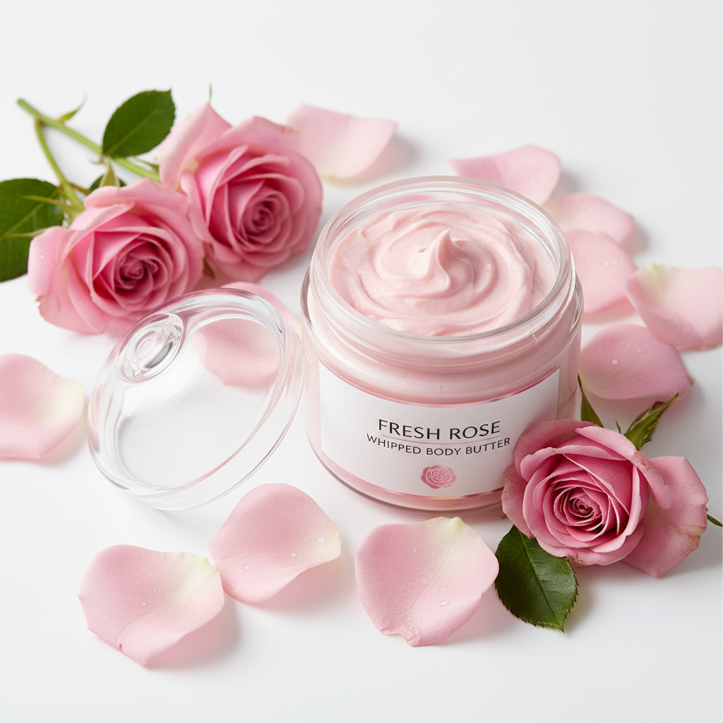 Fresh Rose Whipped Body Butter - open jar