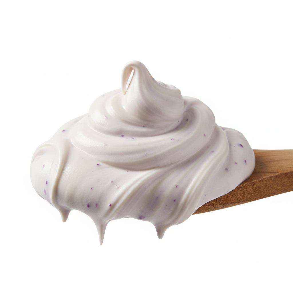 Black Raspberry Vanilla Whipped Body Butter - fluffy texture on spoon