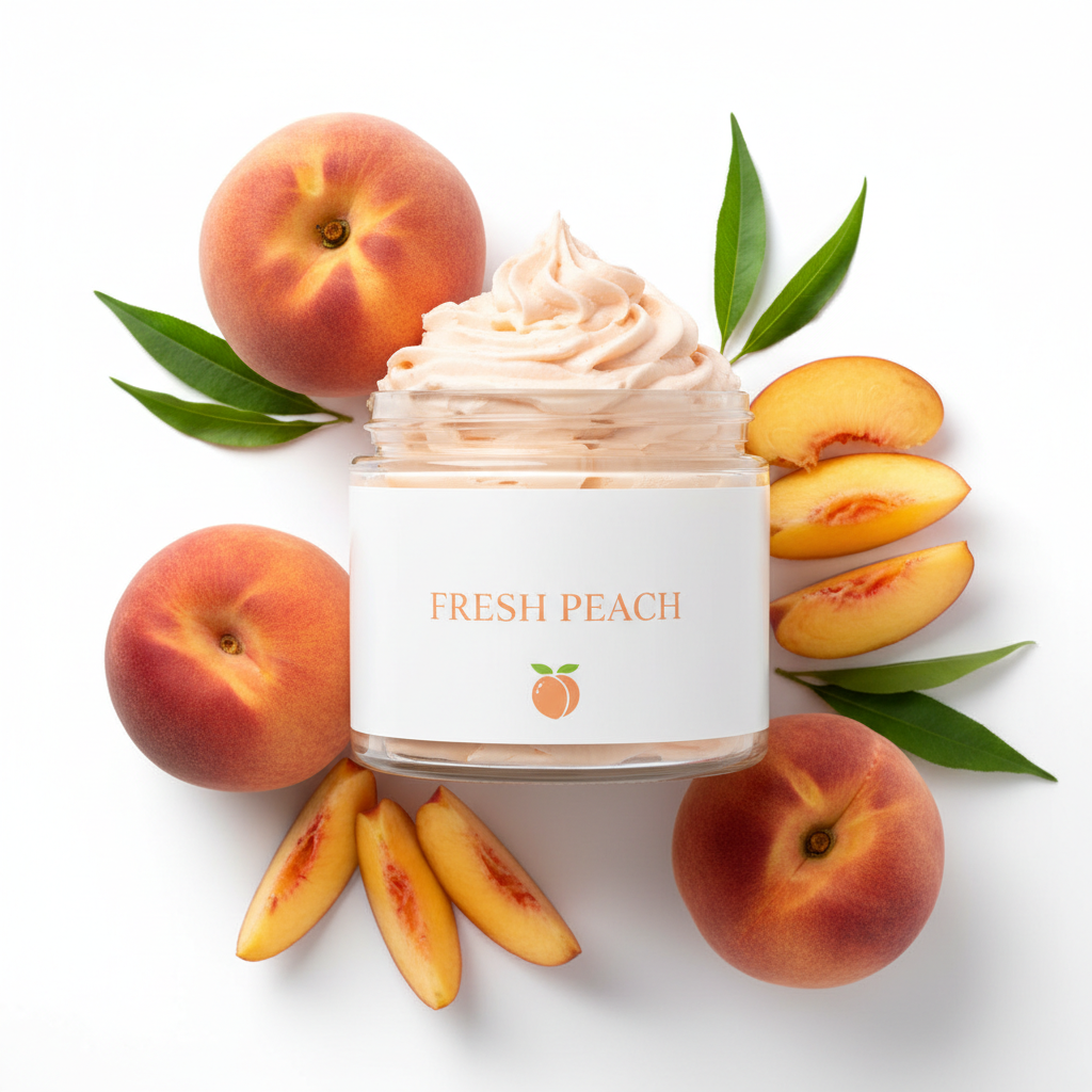 Fresh Peach Whipped Body Butter - jar with label