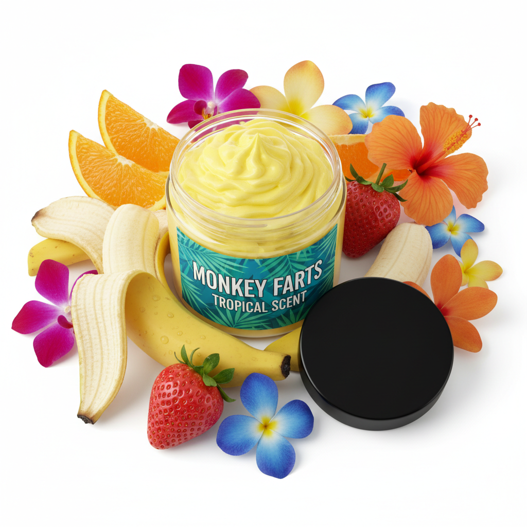 Monkey Farts Whipped Body Butter - open jar