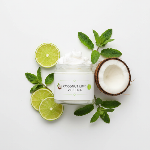 Coconut Lime Verbena Whipped Body Butter - jar with label