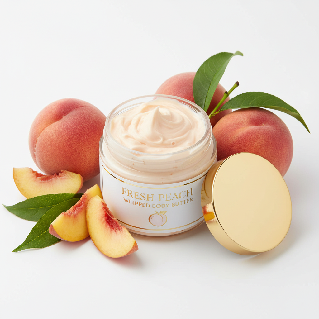 Fresh Peach Whipped Body Butter - open jar