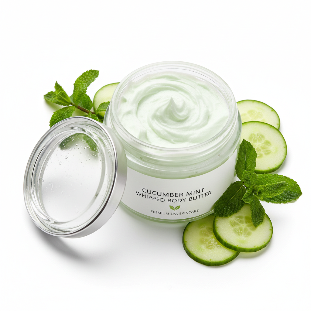 Cucumber Mint Whipped Body Butter - open jar