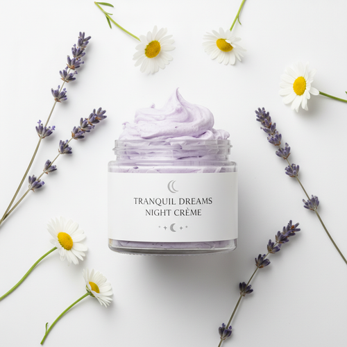 Chamomile & Lavender Tranquil Night Crème - jar with label